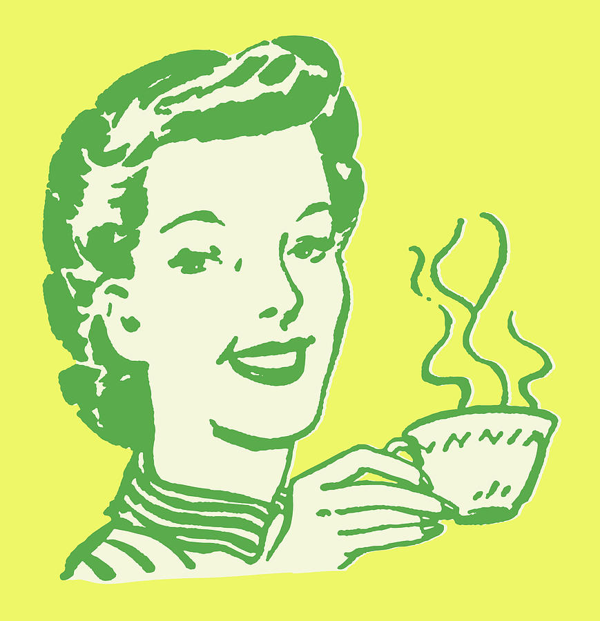 Coffee Drawing - Smiling Woman Holding Cup by CSA Images