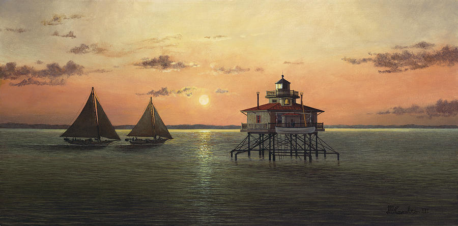 Smith Point Sunset Painting by David Knowlton