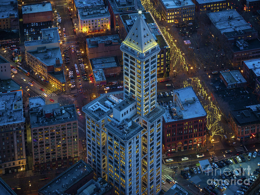 Architecture Photograph - Smith Tower Blue by Mike Reid