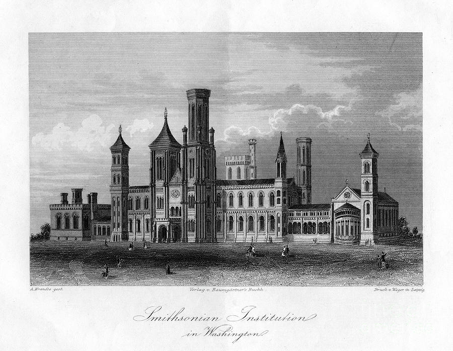 Smithsonian Institution In Washington Drawing by Print Collector