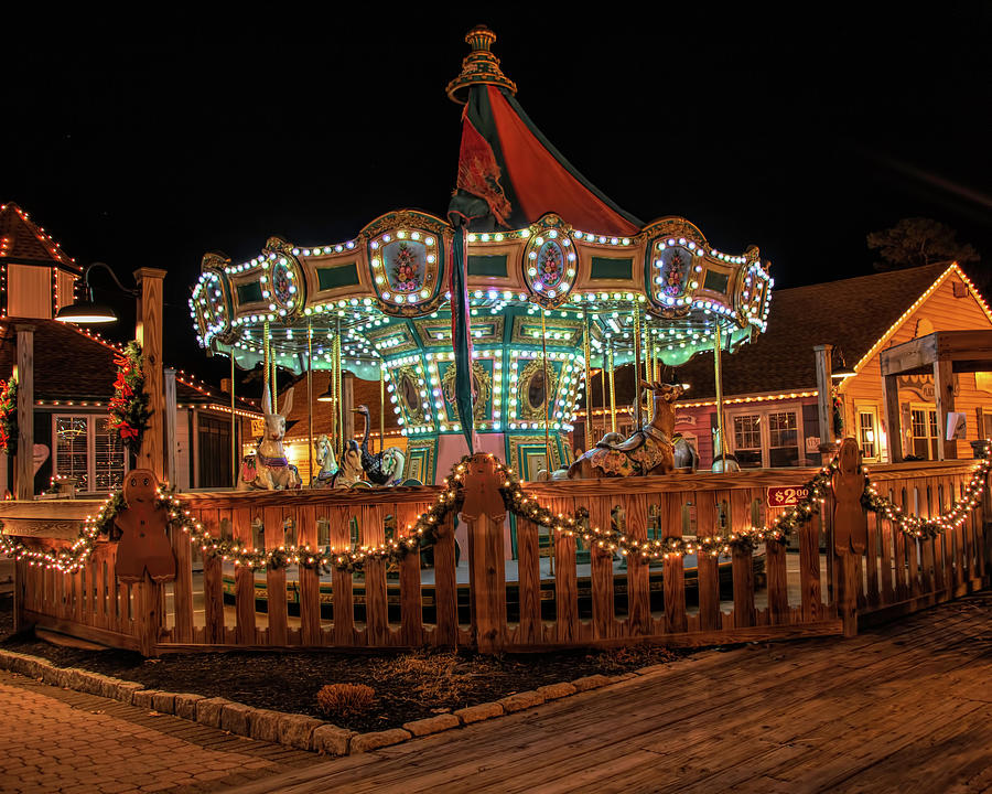 Christmas Photograph - Smithville Carousel At Night by Kristia Adams