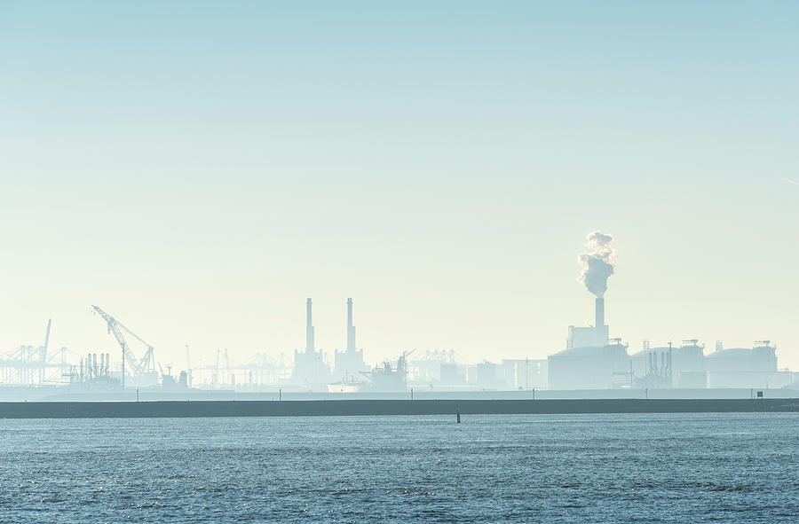 Nature Digital Art - Smog Over Rotterdam Harbour, Maasvlakte, Hoek Van Holland, Zuid-holland, Netherlands by Mischa Keijser