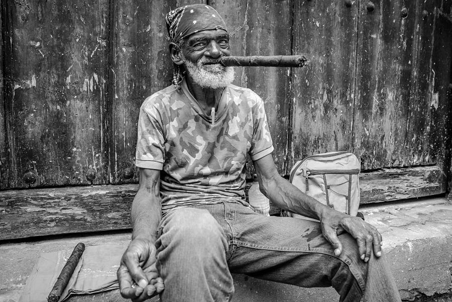 Black And White Photograph - Smoke A Cigar by Marius Miclea