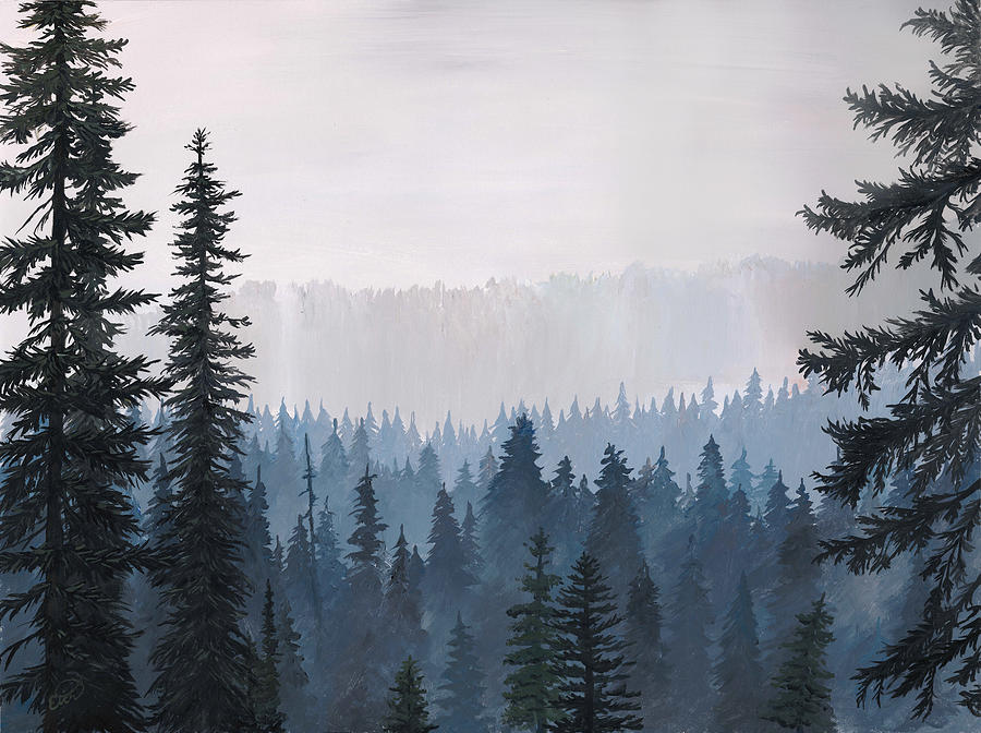 Smoke in the Woods Painting by Elizabeth Mordensky