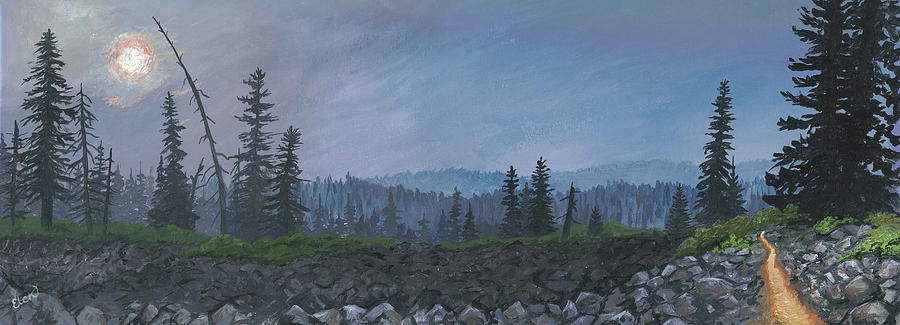 Smoke on the Lava Fields Painting by Elizabeth Mordensky