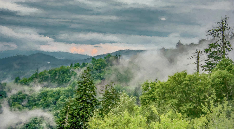 Smoke on the Mountains, Painterly Photograph by Marcy Wielfaert