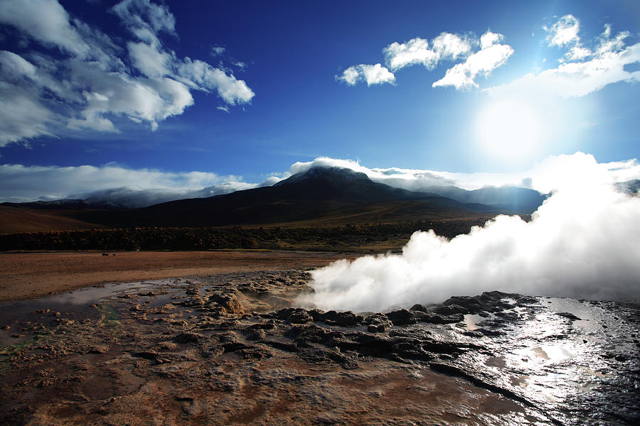 Smoke Rising From The Geyser Del Tatio Photograph by Luso