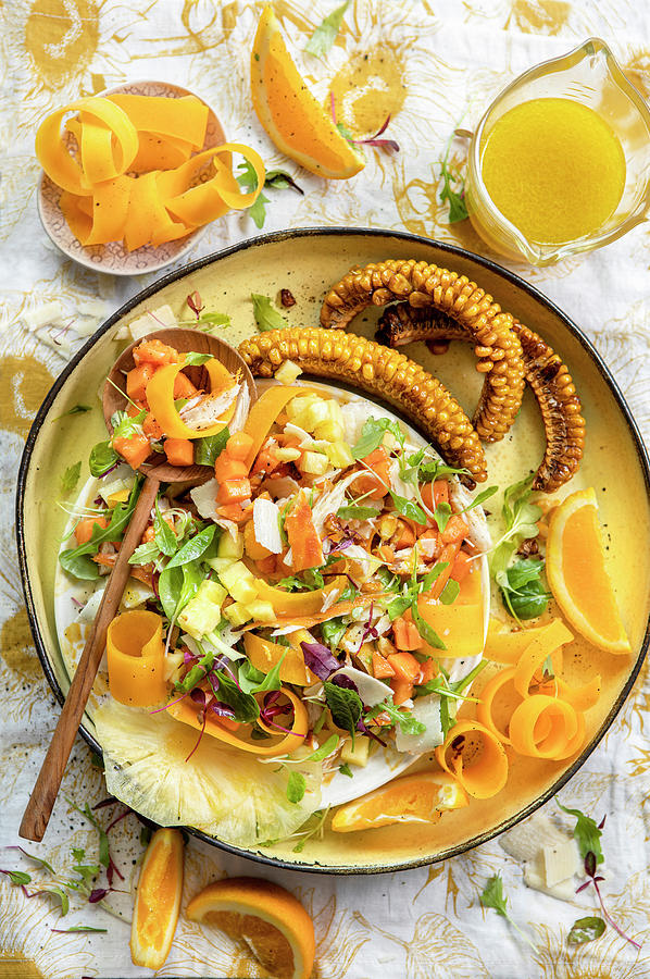 Smoked Carrot And Orange Salad With Sweetcorn Photograph by Great Stock!