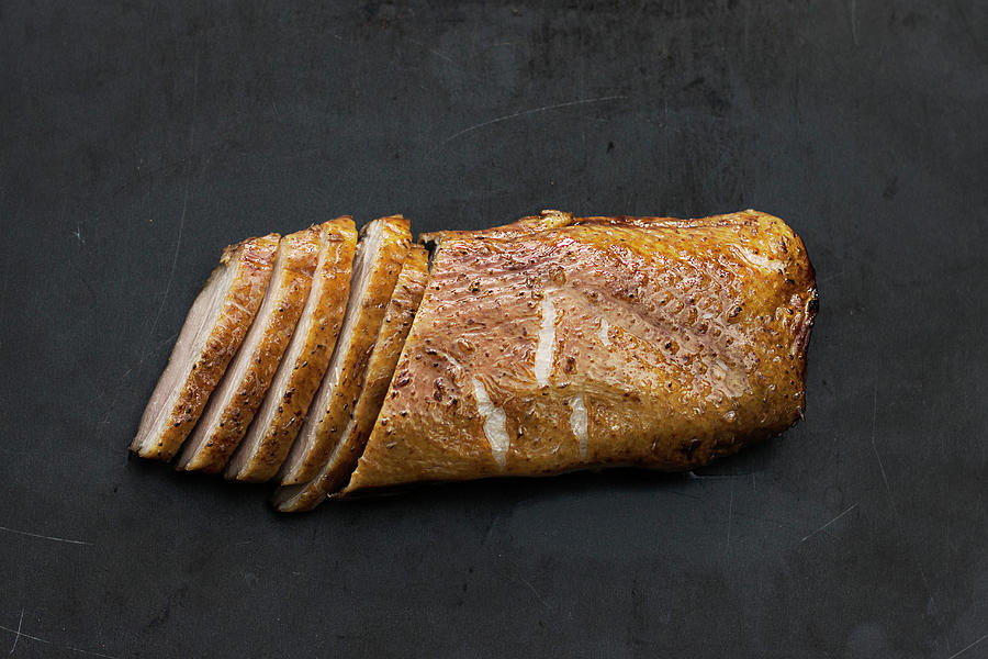 Smoked Duck Breast Fillet On An Industrial Black Background Photograph by Zappie