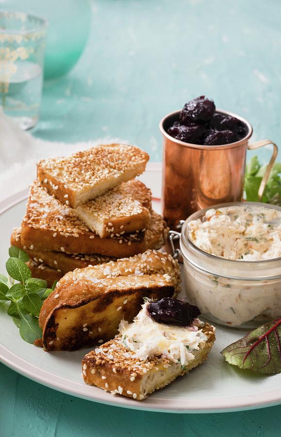 Smoked Mackerel Paste With Sesame Seed French Toast And Cherry Compote Photograph by Great Stock!