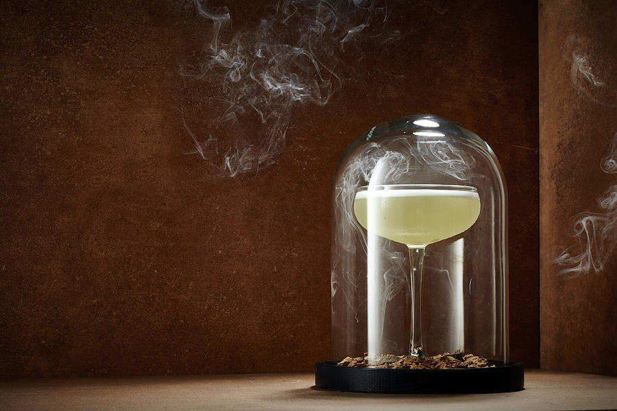 Smoked Mezcal Sour Under A Glass Cloche Photograph by Maximilian Carlo Schmidt