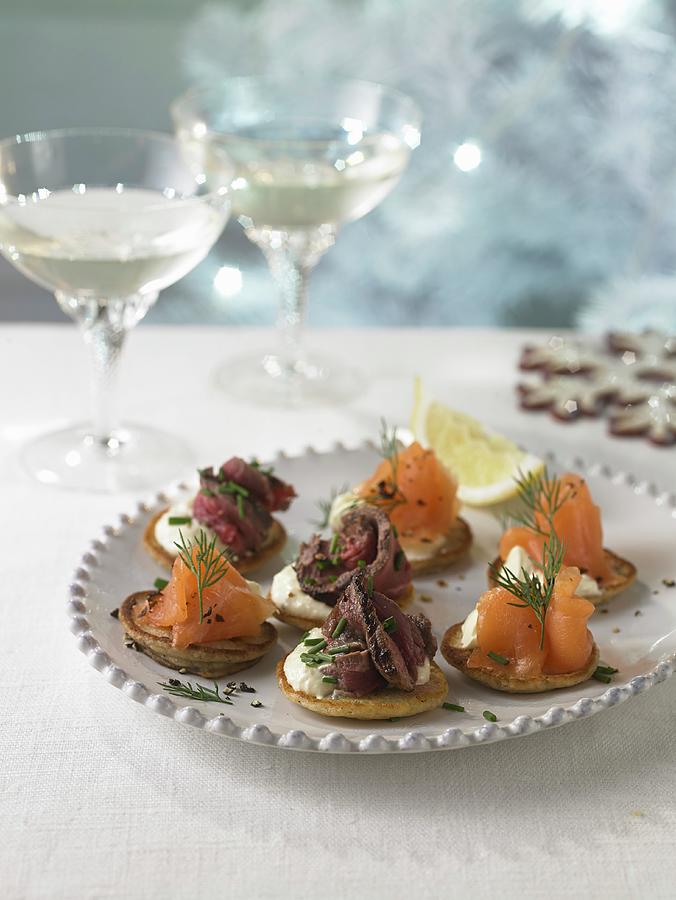 Smoked Salmon And Beef Belini Canapes Photograph by Dan Jones - Pixels