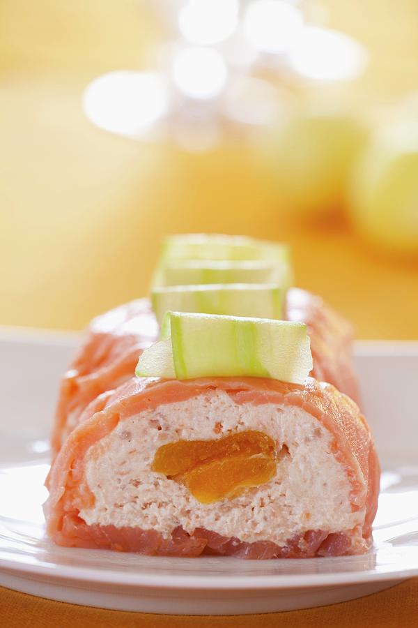 Smoked Salmon Terrine With Peach And Cucumber Photograph by Studio Lipov