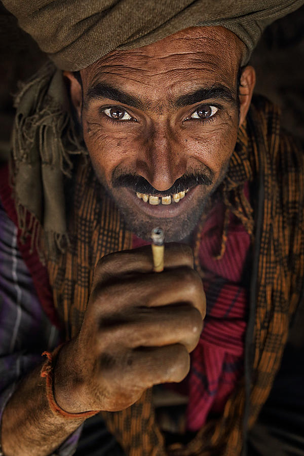 Portrait Photograph - Smoker Smile by Haitham Al Farsi