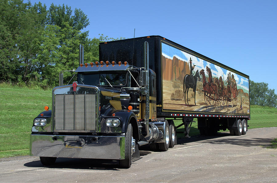 Smokey and the Bandit Tribute Kenworth W900 Black and Gold Semi Truck Photograph by TeeMack