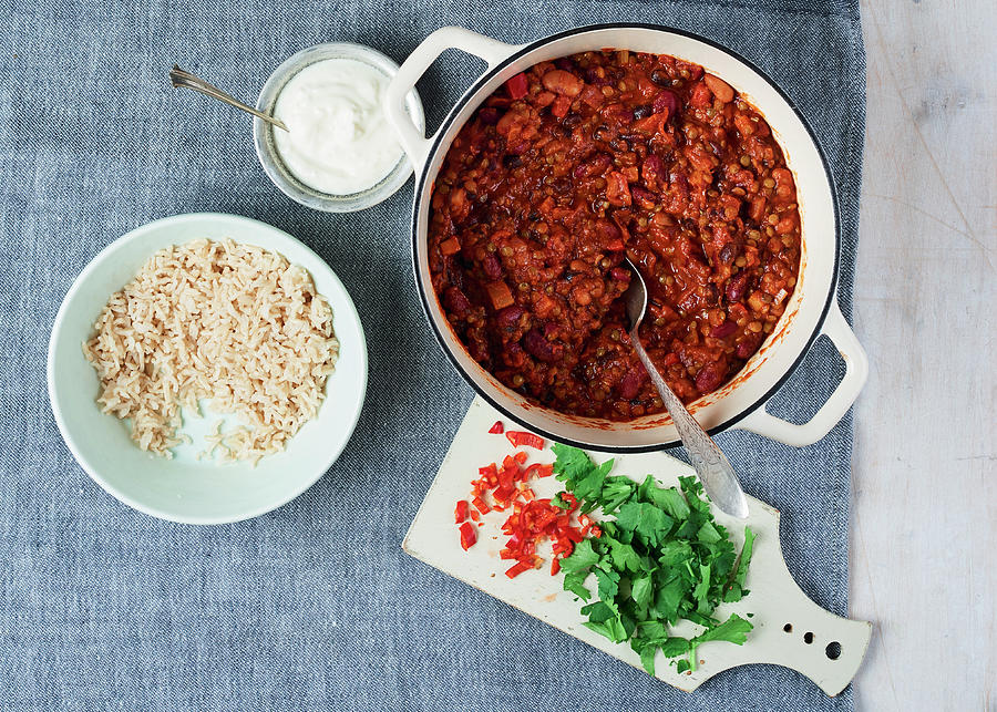Smokey Three Bean And Lentil Chilli Photograph by Charlotte Kibbles