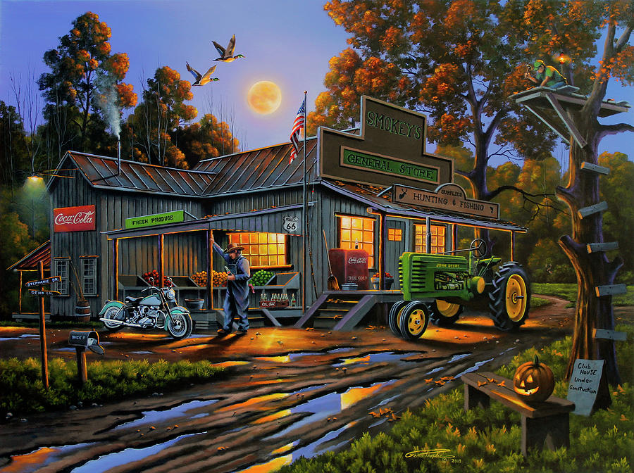 Geese Painting - Smokey?s General Store by Geno Peoples