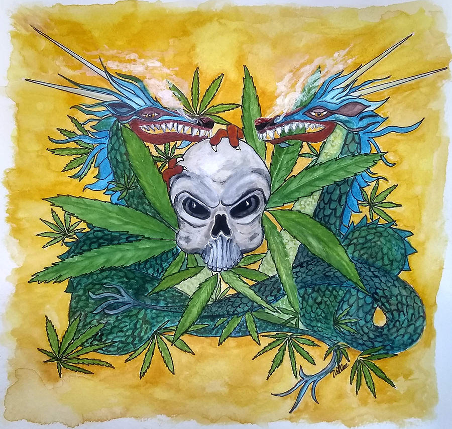 Smoking Dragons Painting by Vallee Johnson