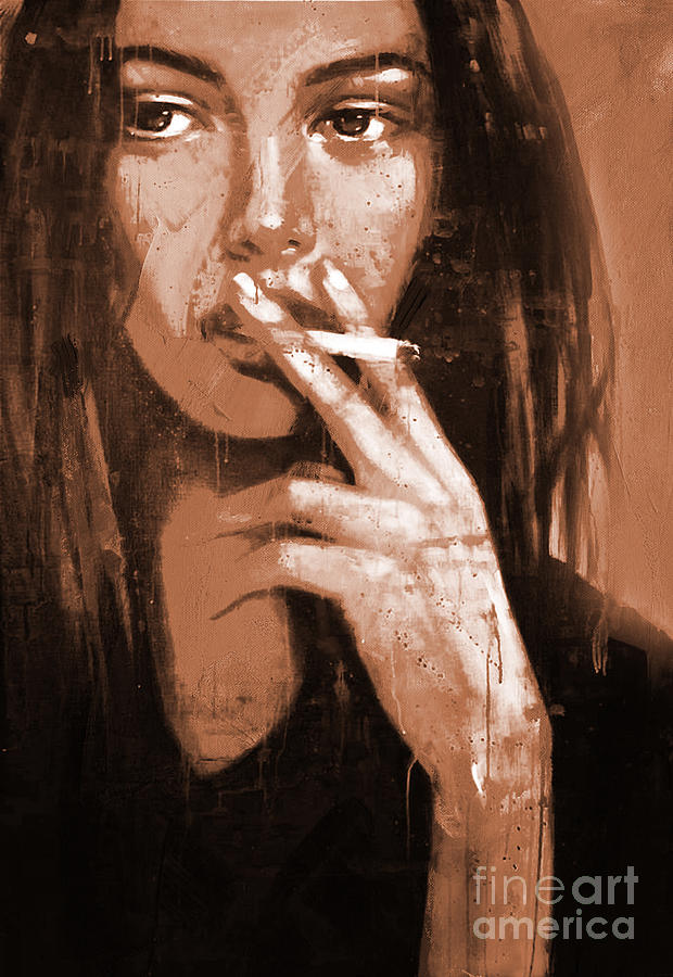 Smoking Woman Painting by Gull G