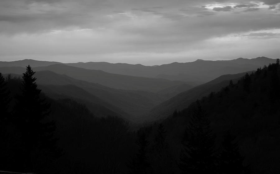 Smoky Mountains Landscape Black And White Photograph by Dan Sproul