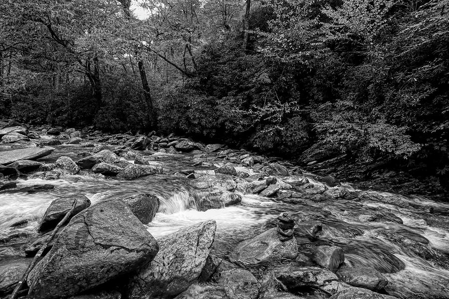Smoky Mountains National Park Rapids and Cairn 2 Photograph by Judy Vincent