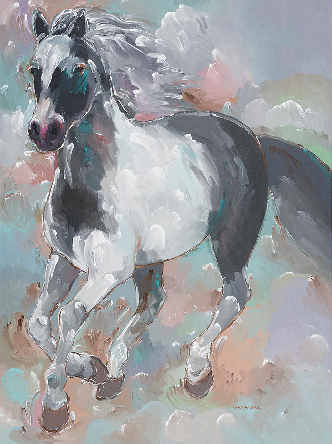 Horse Painting - Smoky Runner by Hooshang Khorasani