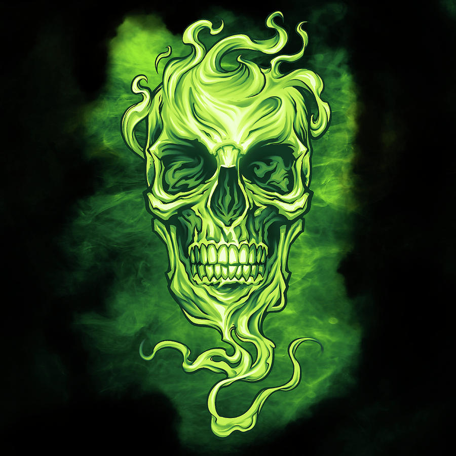 Skull Digital Art - Smoky Skull by Flyland Designs