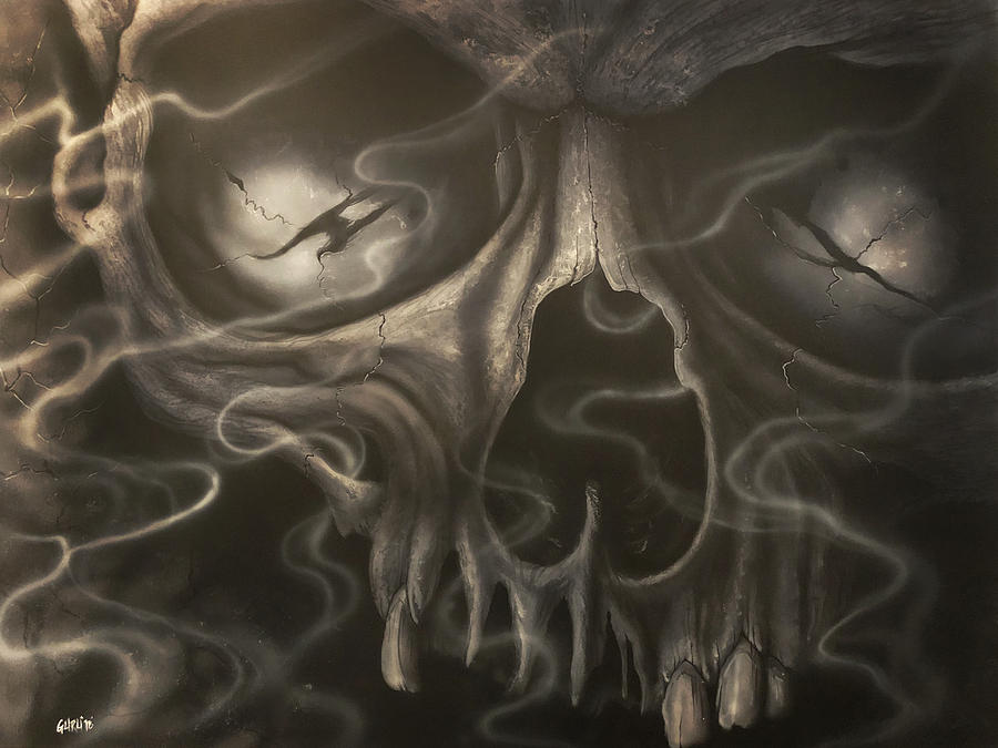 Smoky Skull Painting by Lantz Fisk - Pixels