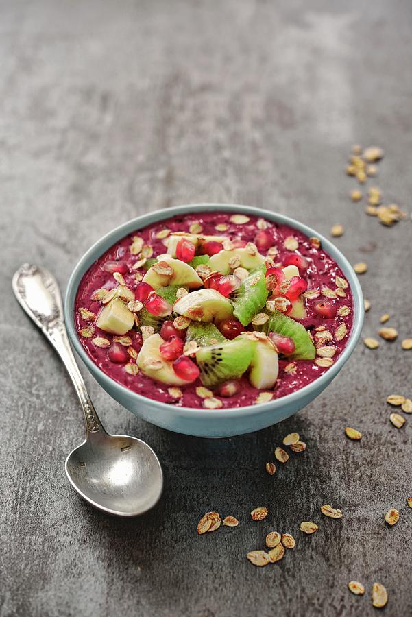 Smoothie Bowl With Berries, Kiwi And Banana Photograph by Syl D Ab