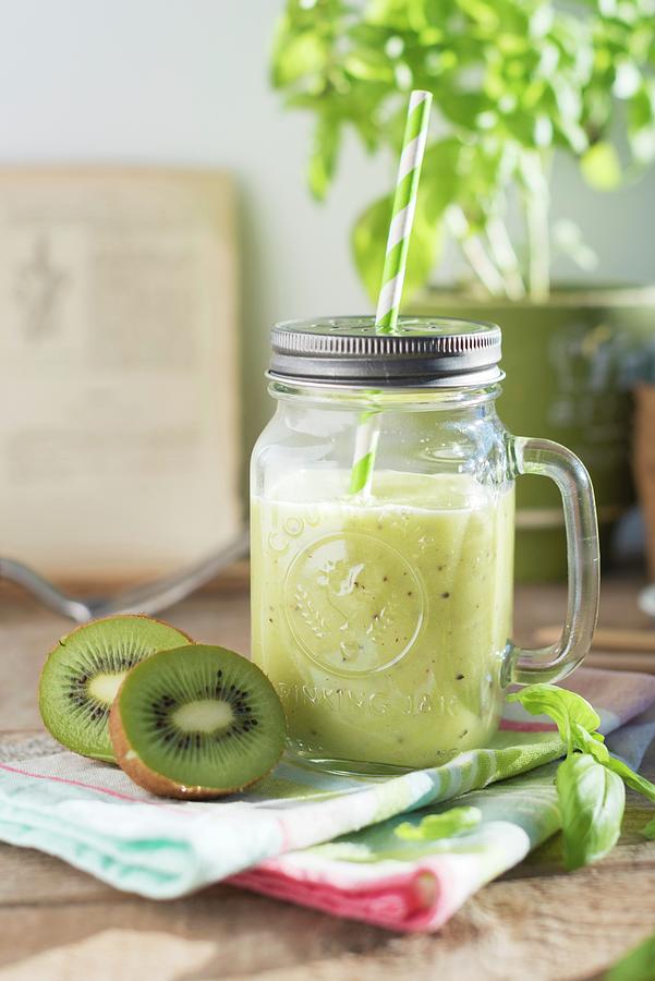 Smoothie With Avocado, Kiwi, Pear, Apple And Green Tea Photograph by Sonia Chatelain