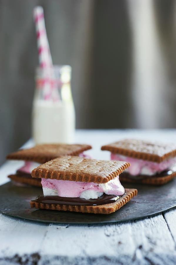 Smores In Front Of A Bottle Of Milk usa Photograph by Ria Osborne