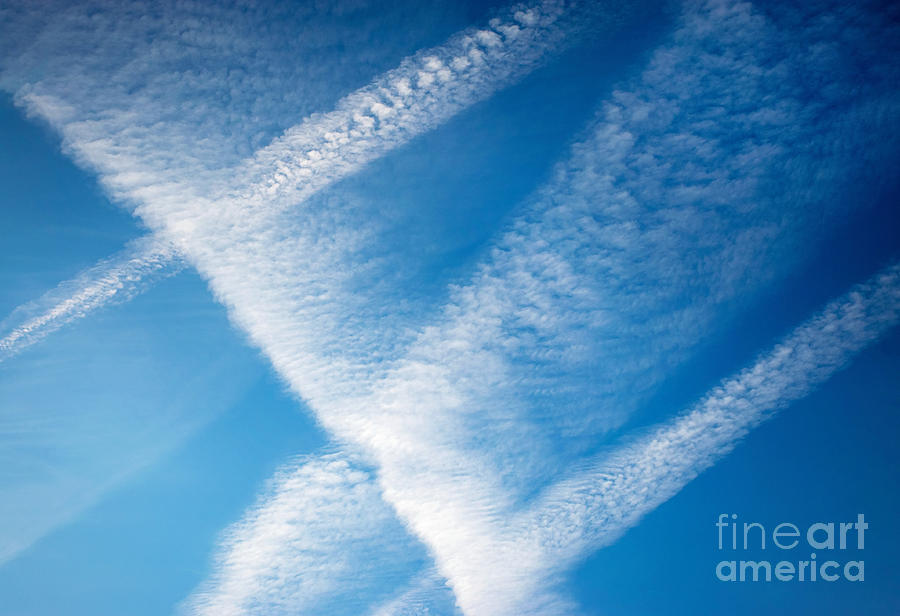 Smudges of Chemtrail in the blue sky Photograph by Jozef Jankola