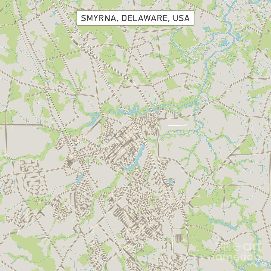 Smyrna Delaware US City Street Map Digital Art by Frank Ramspott - Pixels