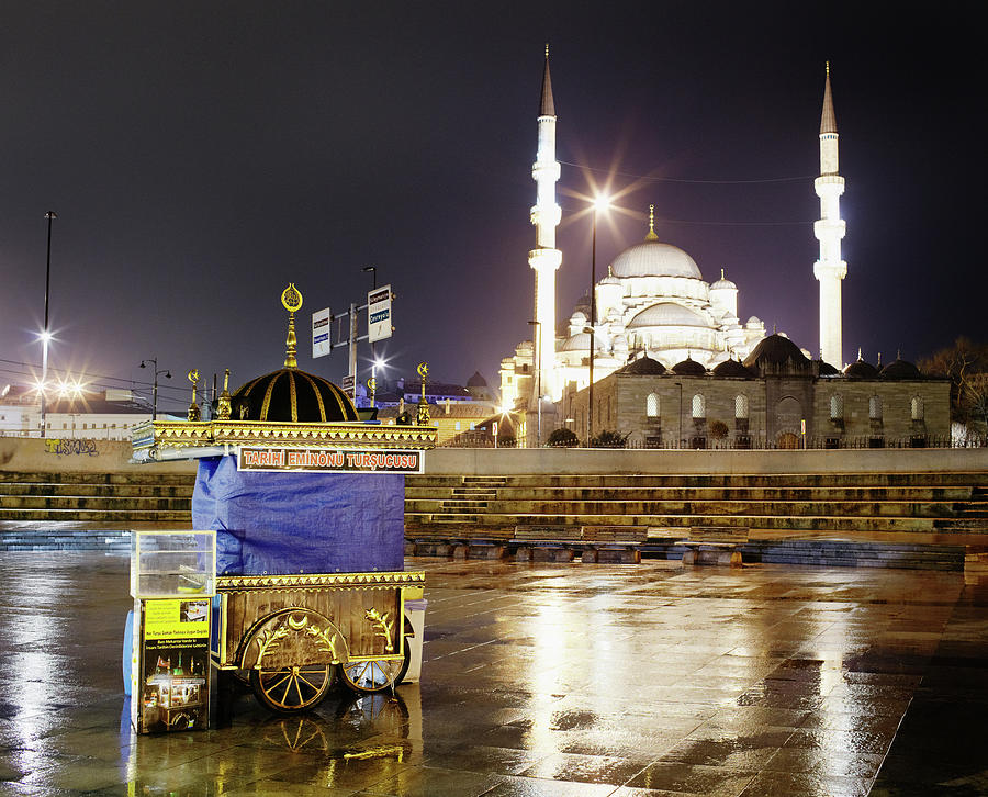 Snack Cart With Yeni Mosque In Photograph by Silvia Otte