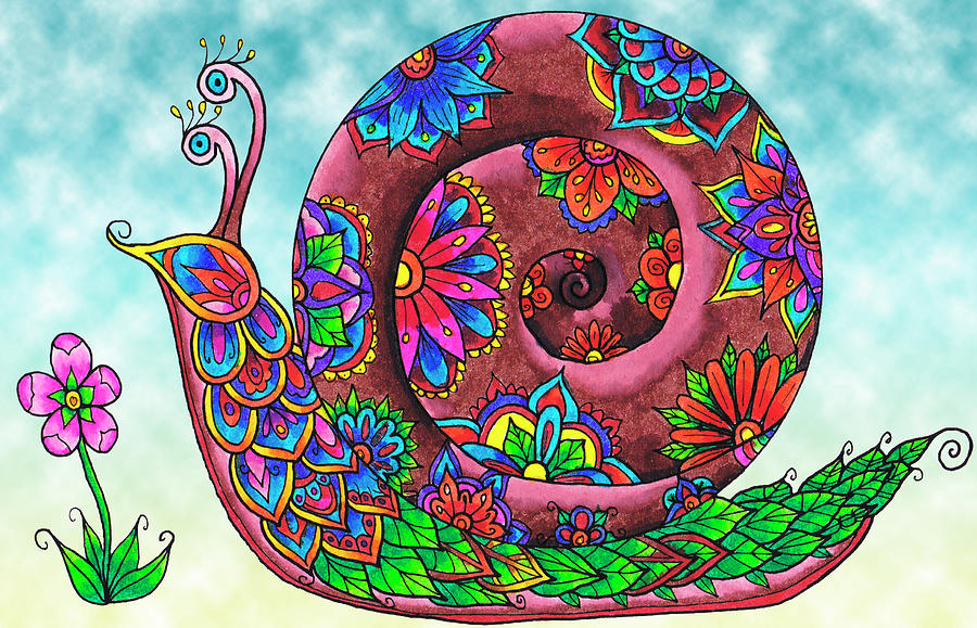Animal Mixed Media - Snail Coloured by Delyth Angharad