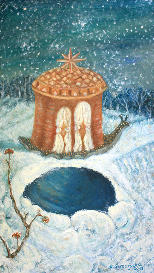 Snail Painting by Elzbieta Goszczycka