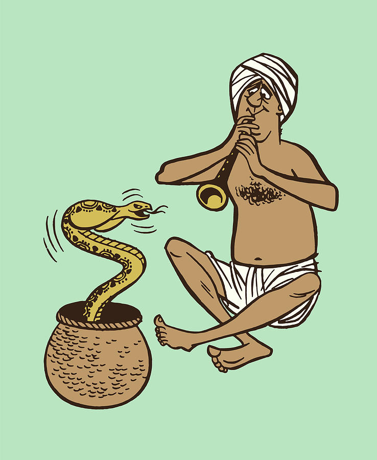 Cobra Drawing - Snake Charmer by CSA Images
