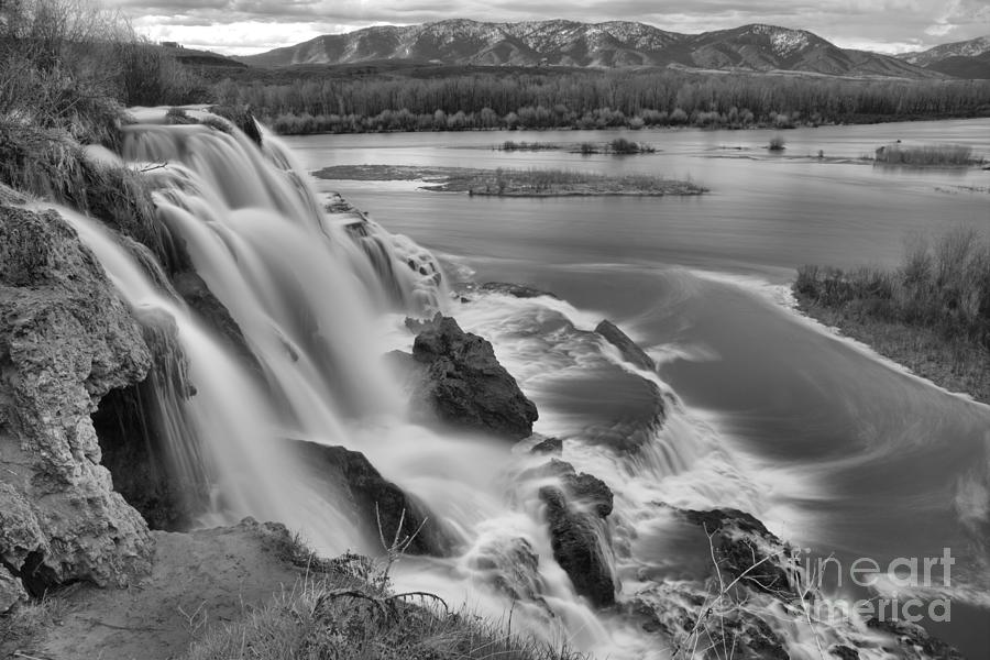 Snake River Fall Creek Falls Black And White Photograph by Adam Jewell