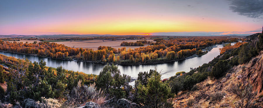 Snake River Panoramic Sunset Photograph by Leland D Howard