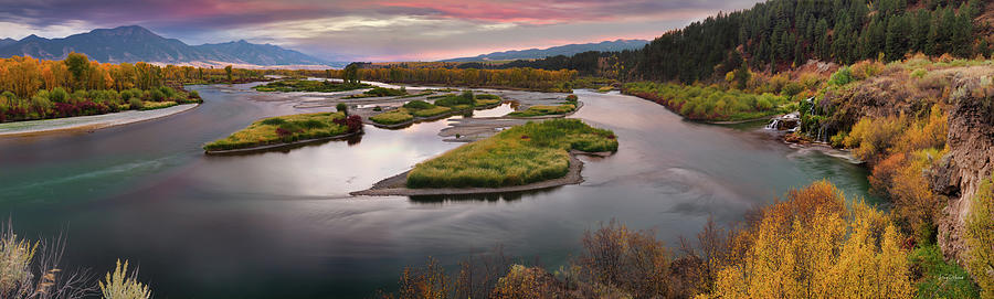 Snake River Sunset Panoramic View Photograph by Leland D Howard