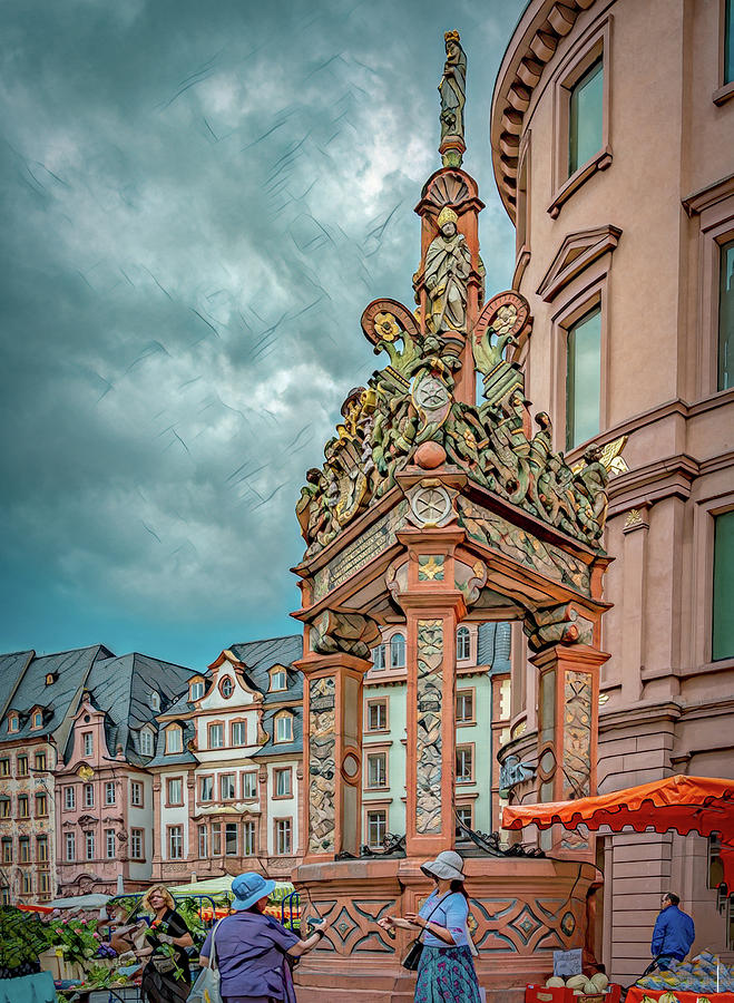 Sneak Peek of the Mainz Market Photograph by Marcy Wielfaert