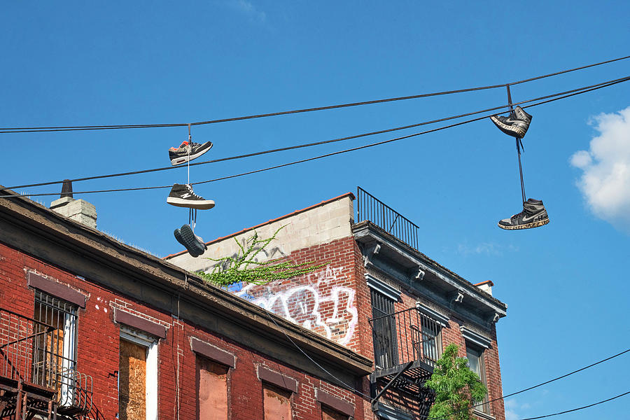 Sneakers On Phone Lines, Brooklyn Digital Art by Laura Zeid