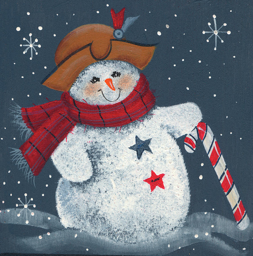 Snomwan With Candy Cane Painting by Beverly Johnston | Fine Art America