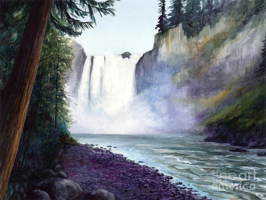 Waterfall Painting - Snoqualmie Falls by Jacqueline Tribble