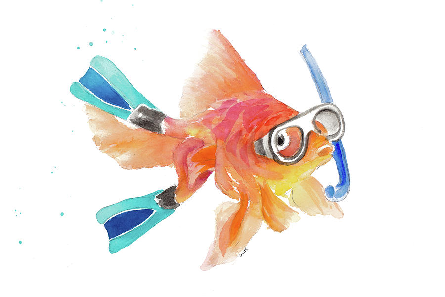 Fish Painting - Snorkeling Fish (two Flippers) by Lanie Loreth