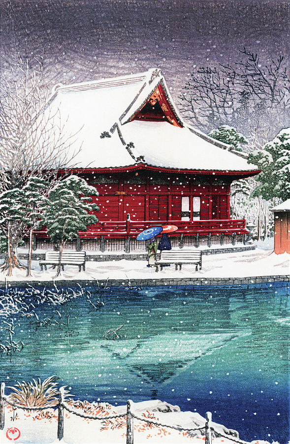 Ukiyoe Painting - Snow At Benten Shrine, Shinobazu - Digital Remastered Edition by Kawase Hasui Ukiyoe Painting - Snow At Benten Shrine, Shinobazu - Digital Remastered Edition by Kawase Hasui