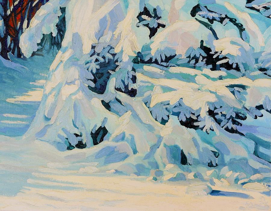 Snow Boughs Painting by Phil Chadwick