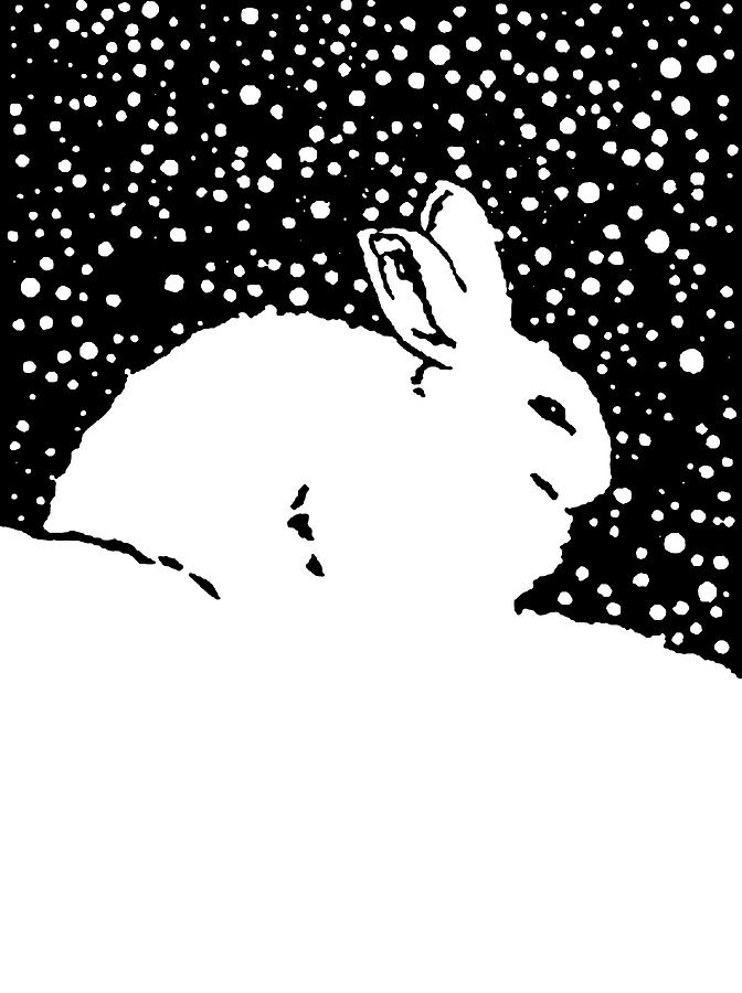 Snow Bunny Rabbit Holiday Winter Painting