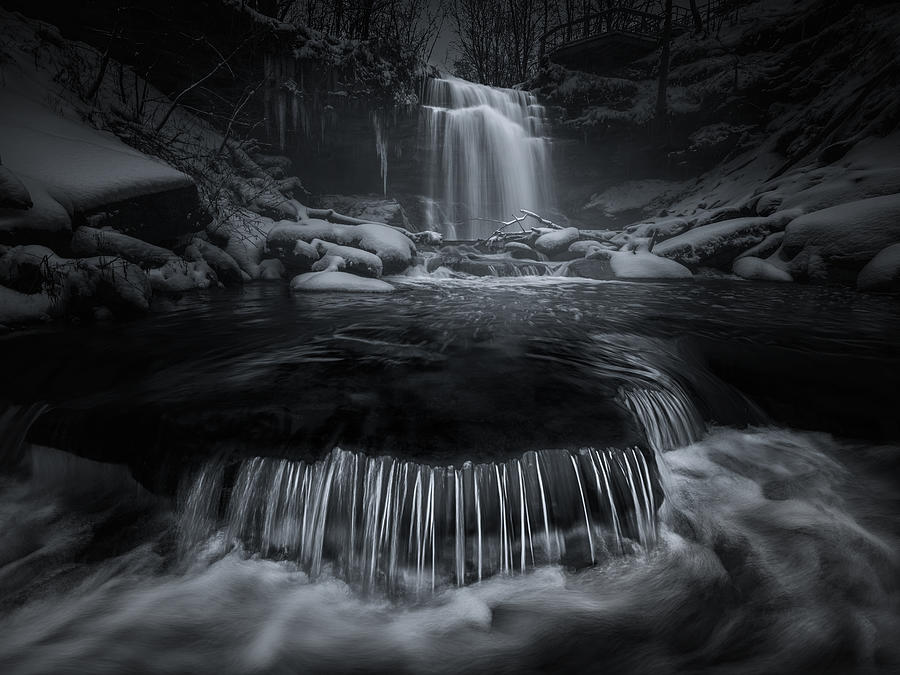 Waterfall Photograph - Snow Cannot Block The Waterfalls by Steven Zhou