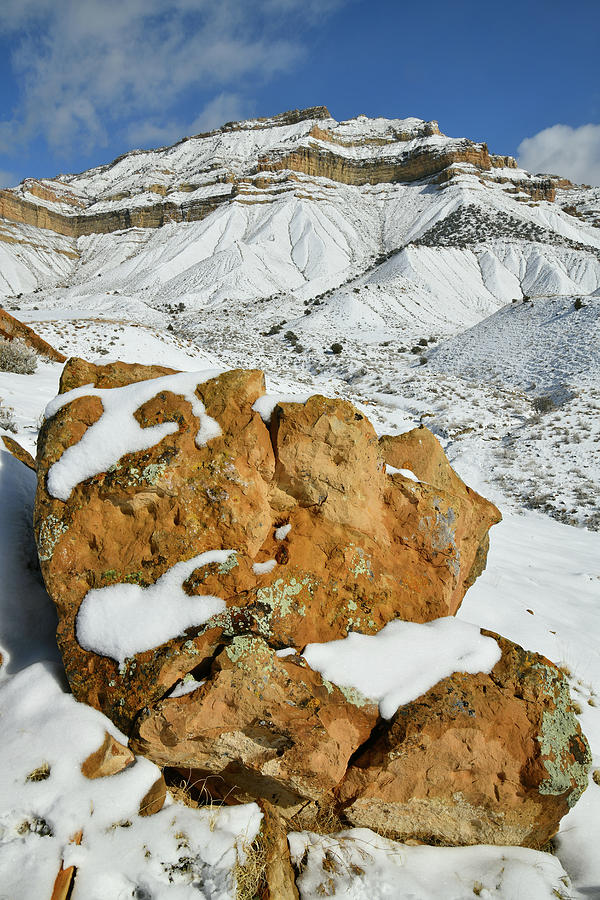 Snow Covered Book Cliffs and Boulders Photograph by Ray Mathis
